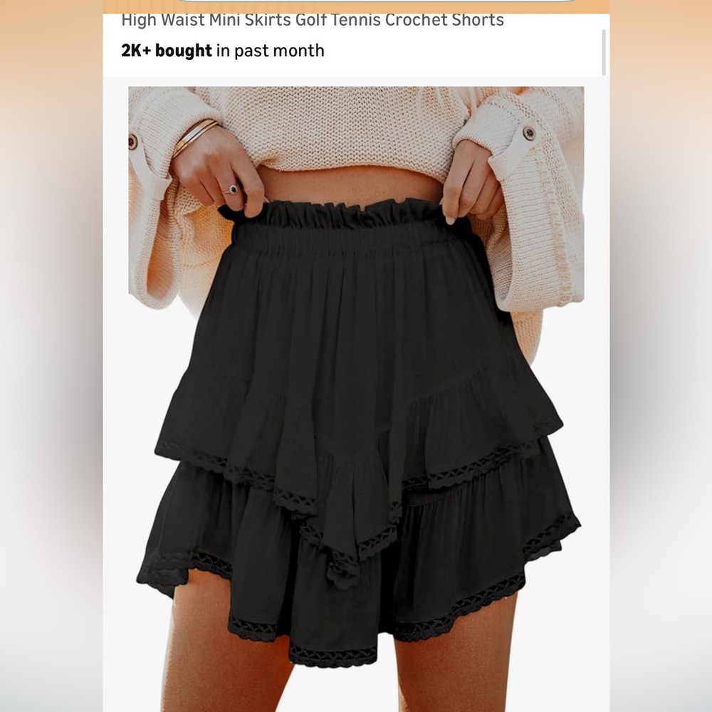 Viral concert Black Ruffled Skirt/ with shorts